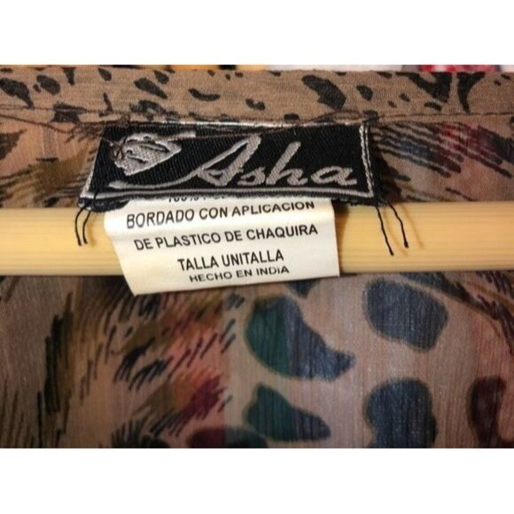 Animal Print Sheer Embellished Poncho Top By Asha - Picture 3 of 3